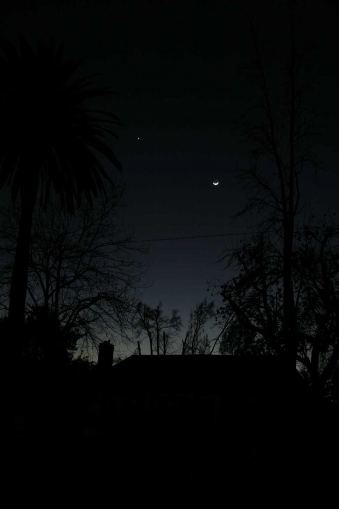 Venus is just 8 degrees away from the Moon tonight.