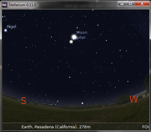 Jupiter and Moon at 8pm on Jan 2nd 2012
