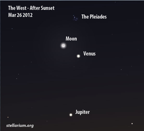 The Moon passing close by to Venus, Jupiter and The Pleiades tonight.